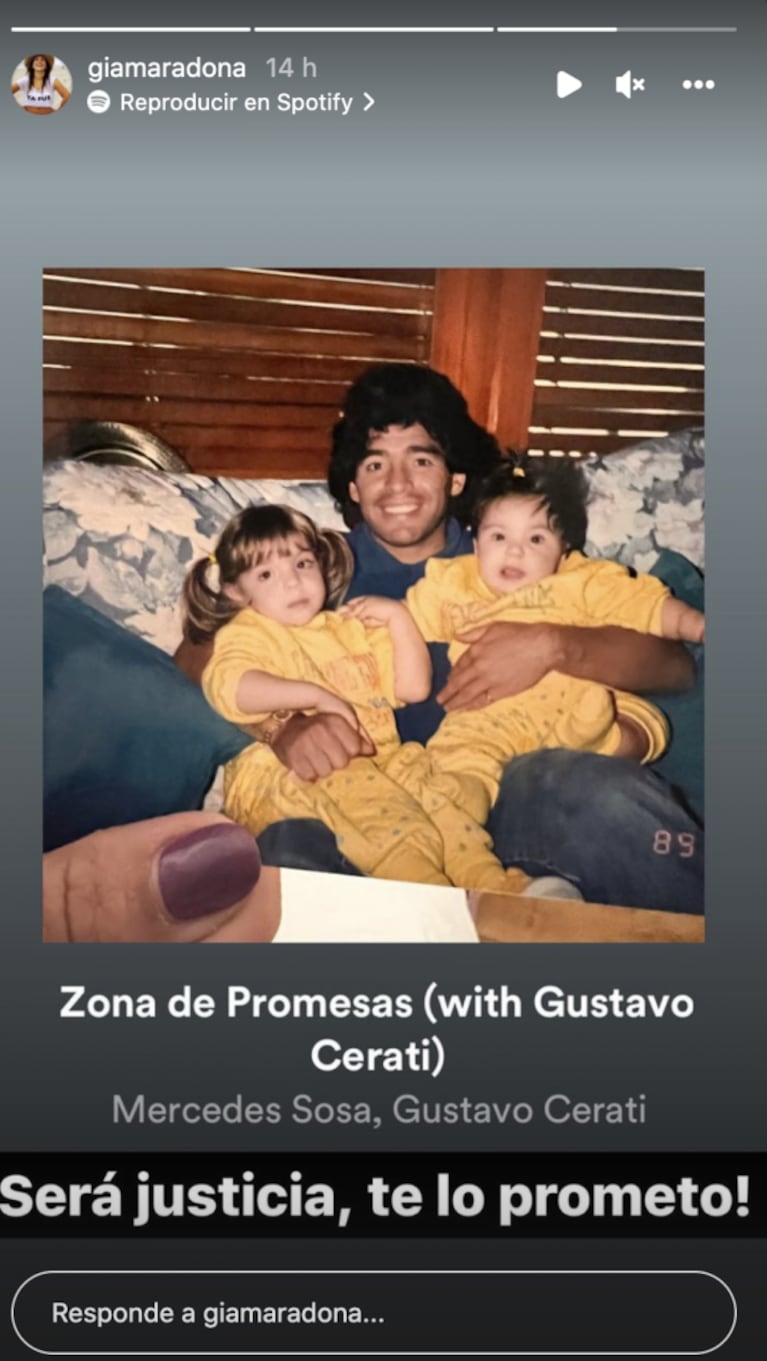 Gianinna Maradona le dedicó un fuertísimo posteo a Diego: "Será Justicia, te lo prometo"