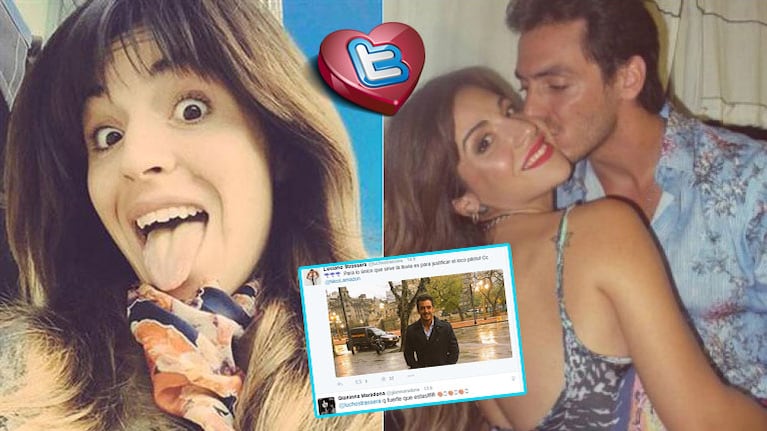 Gianinna Maradona, pícara en Twitter con su ex, Lucho Strassera. Fotos: Web.