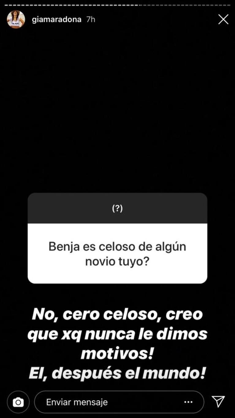 Gianinna Maradona se sinceró con sus seguidores de Instagram: