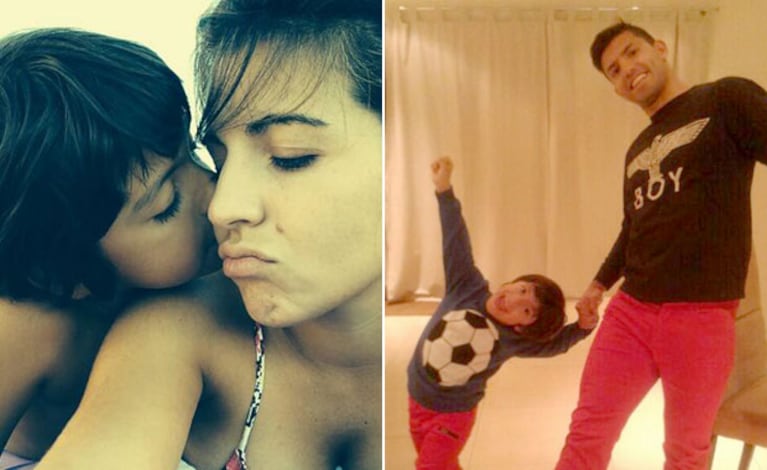 Gianinna Maradona, Sergio Agüero y Benjamín. (Foto: Twitter)
