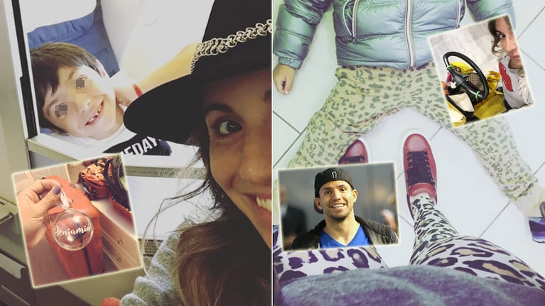 Gianinna Maradona viajó con su hijo a Londres para visitar al Kun Agüero (Foto: Twitter)