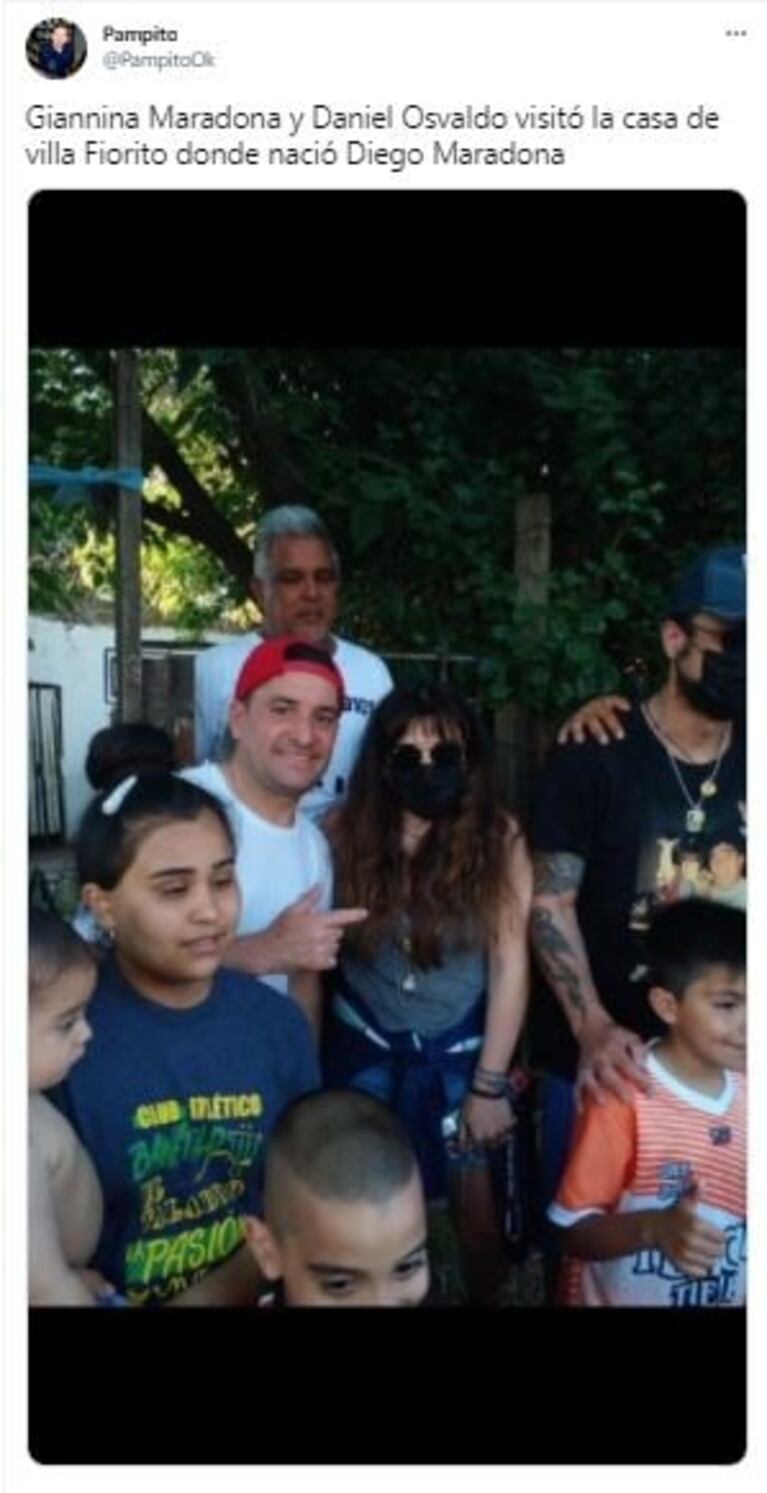 Gianinna Maradona visitó junto a Daniel Osvaldo la casa natal de Diego en Villa Fiorito