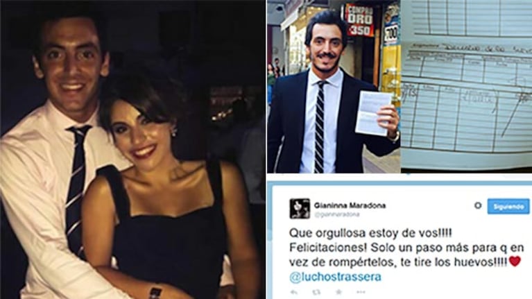 Gianinna Mararadona y Lucho Strassera, viento en popa. (Fotos: Twitter)