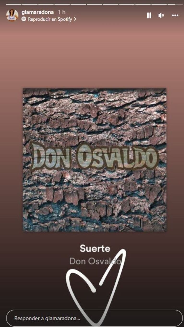 Gianinna posteó una canción de Don Osvaldo luego de ver el video de Daniel a los besos con otra mujer