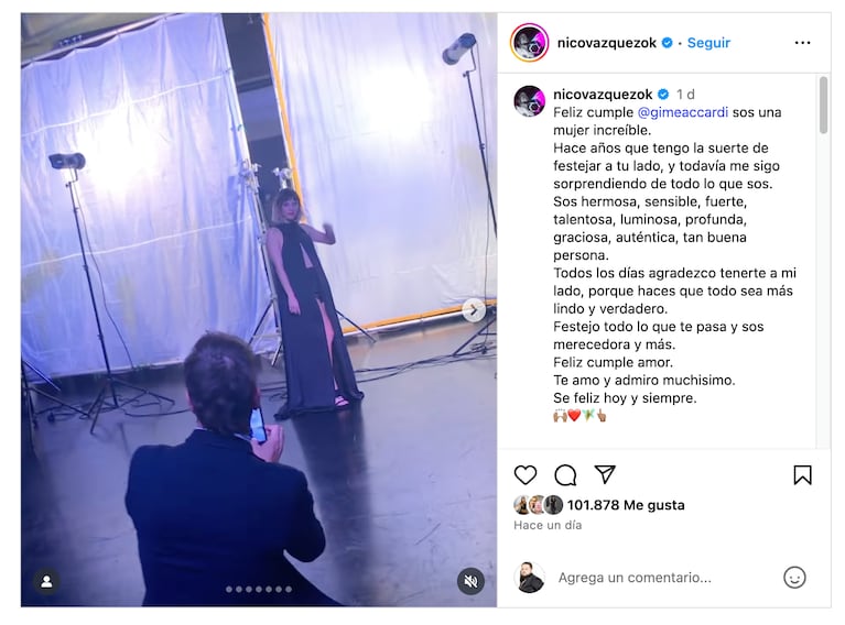 GIMENA ACCARDI CUMPLIÓ 40 AÑOS Y LO FESTEJÓ JUNTO A NICOLÁS VÁZQUEZ. Credito: Instagram