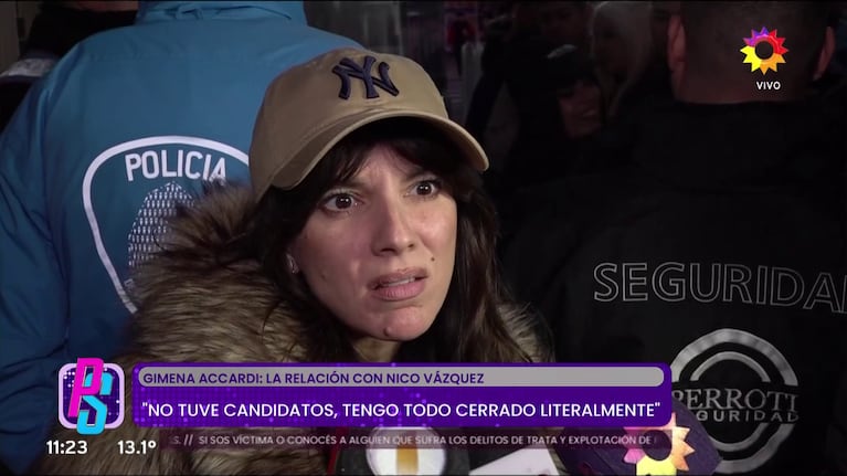 Gimena Accardi habló con la prensa de su separación de Nico Vázquez (Foto: captura de eltrece).