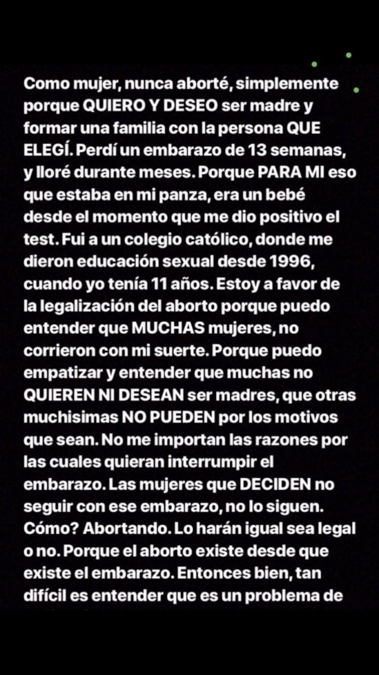 Gimena Accardi: "Nunca aborté porque quiero y deseo ser madre; pero puedo empatizar con muchas mujeres que no"