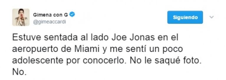 Gimena Accardi se encontró a Joe Jonas en el aeropuerto de Miami: "Me sentí un poco adolescente por conocerlo"