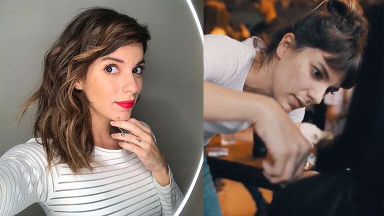 Gimena le cortó el cabello a las personas que se acercaron para donarlo.
