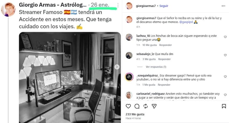 Giorgio Armas y Gaspi (Fotos_ Instagram @giorgioarmas7 y @gaspipd)