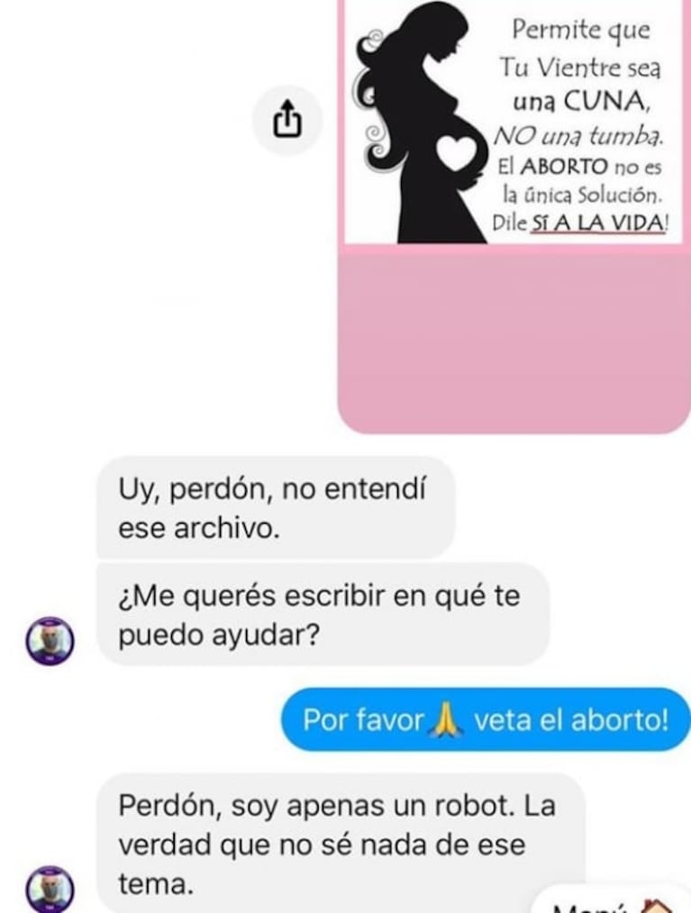 Gisela Barreto, indignada porque el 'bot' de Horacio Rodríguez Larreta no entendió su particular pedido: "¡Qué triste!"