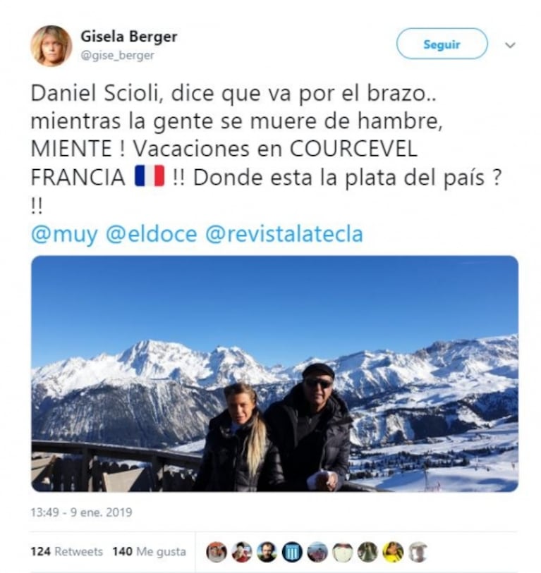 Gisela Berger se separó de Daniel Scioli y publicó escandaloso tweet: "Me amenazaron, hago esto para protegerme"