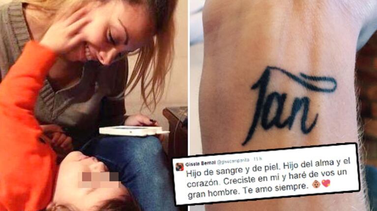 Gisela Bernal y un tatuaje muy especial para su hijo. (Foto: Twitter)
