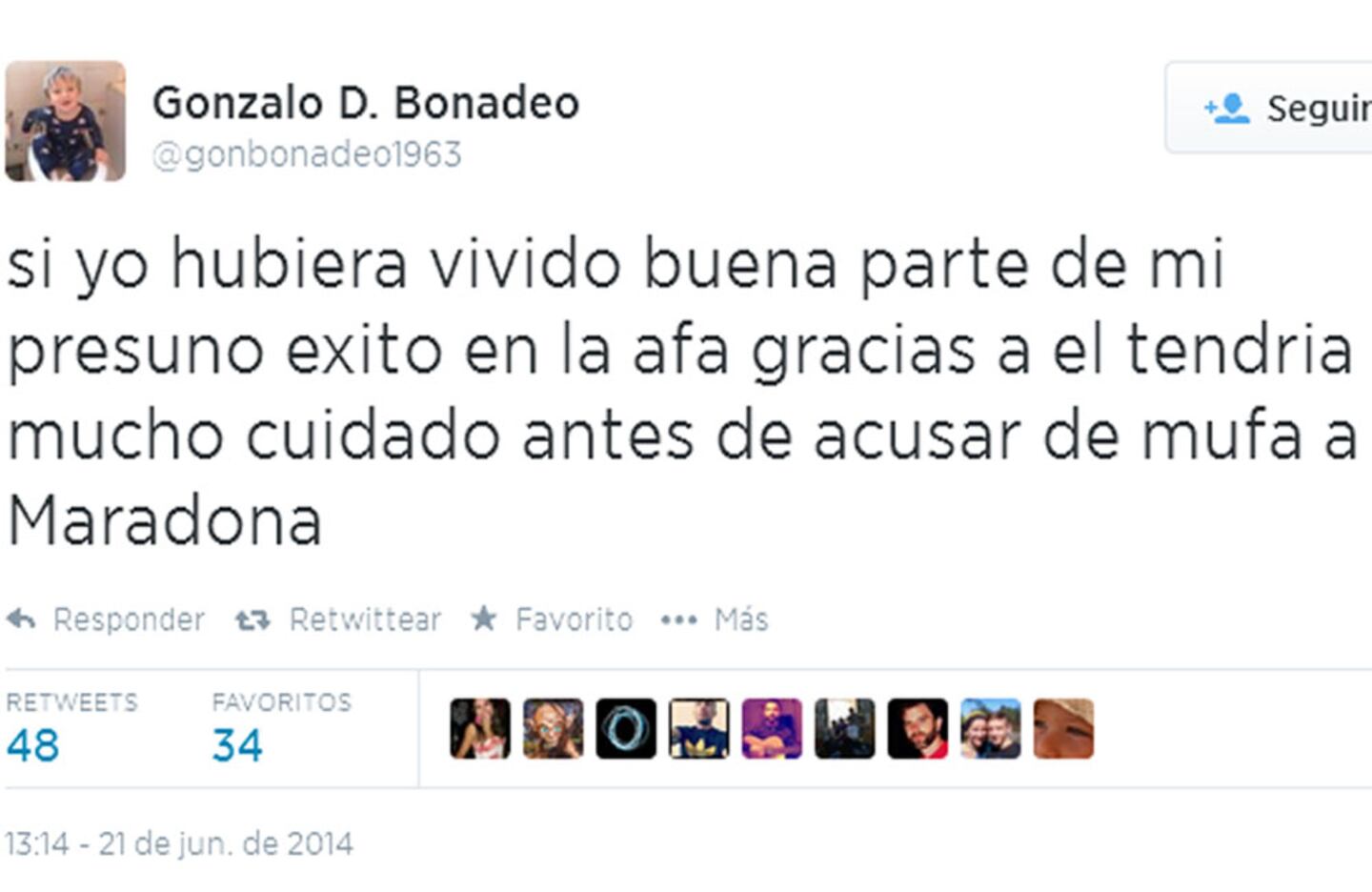 Gonzalo Bonadeo opininó de Grondona y Maradona (Foto: Twitter)