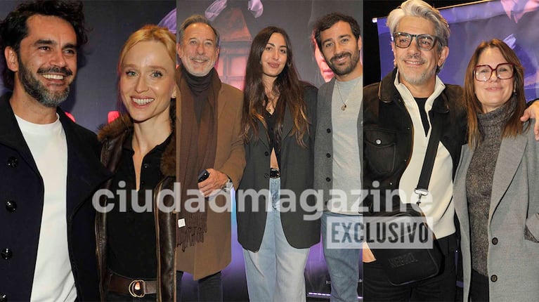 Gonzalo Heredia, Brenda Gandini, Guillermo Francella y sus hijos, Pablo Echarri y Nancy Dupláa en el estreno de Invasiones I, la obra protagonizada por Elena Roger (Fotos: Movilpress).