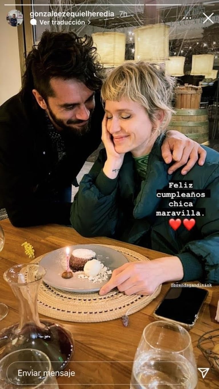 Gonzalo Heredia le dedicó a Brenda Gandini un tierno posteo por su cumple: "Chica maravilla"