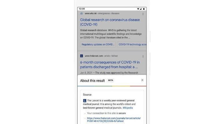 Google añadirá información contextual en la búsqueda para verificar páginas web antes de hacer clic en ellas. Foto:DPA.
