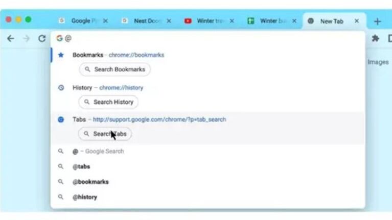 Google Chrome introduce identificadores con accesos directos al historial de búsqueda, pestañas y marcadores