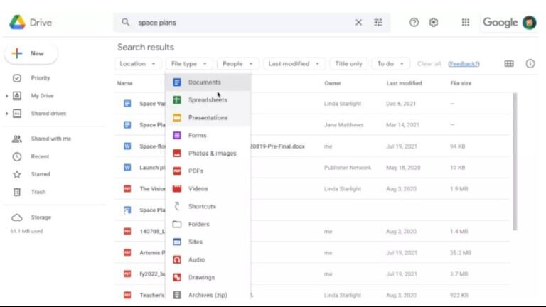 Google Drive lanza sus filtros de búsqueda para afinar los resultados