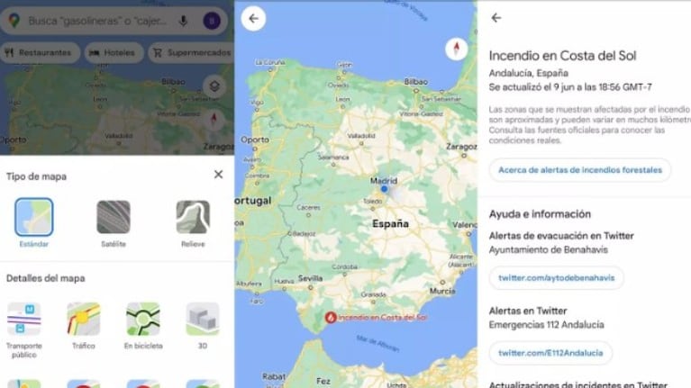 Google Maps introduce dos nuevas capas para conocer la calidad del aire y seguir los incendios activos