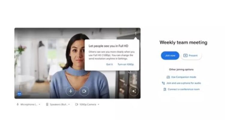 Google Meet expande las videollamadas con resolución 1080p para las reuniones grupales