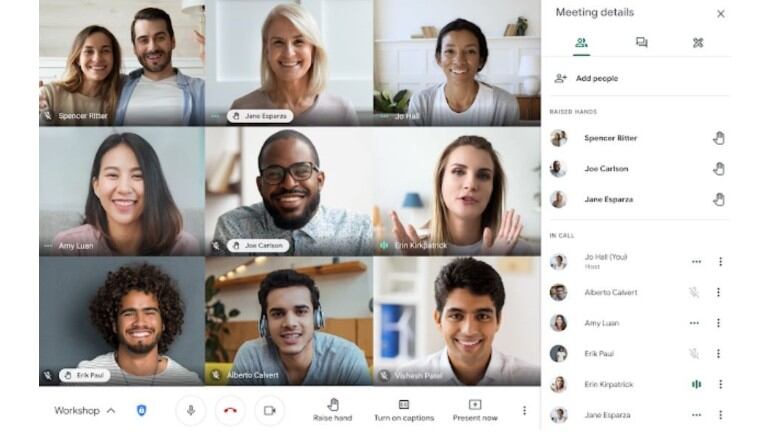 Google Meet permite 'levantar la mano' de forma virtual en las videollamadas. Foto: DPA.