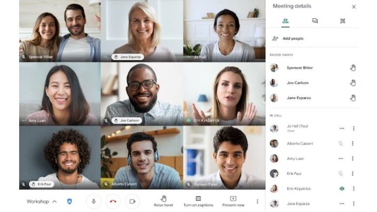 Google Meet permite 'levantar la mano' de forma virtual en las videollamadas. Foto: DPA.