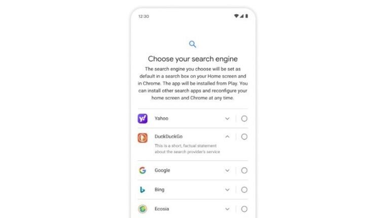 Google permitirá elegir entre un mayor número de buscadores a los nuevos usuarios de Android a partir de septiembre. Foto:DPA. 