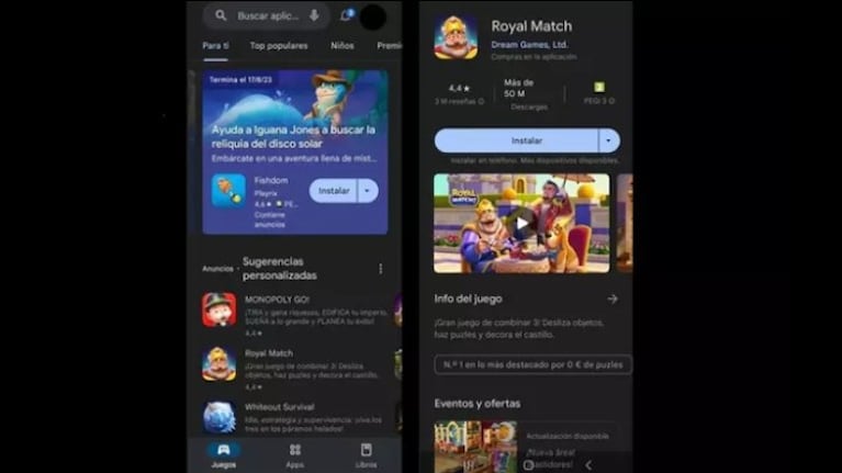 Google Play prueba una barra inferior dinámica, que también está presente dentro de las apps
