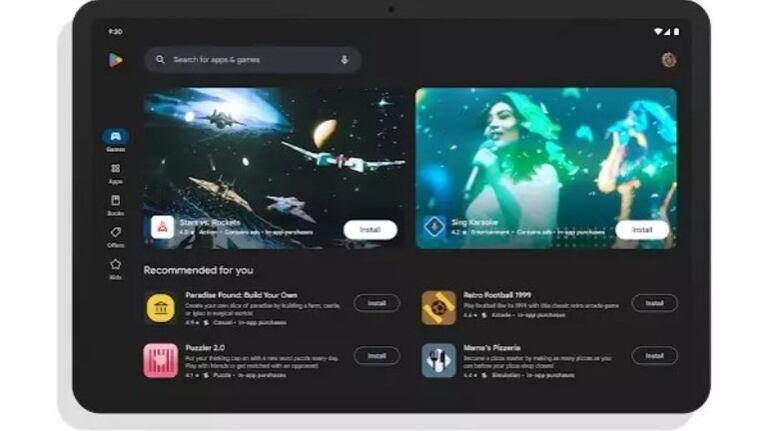 Google Play Store para pantallas grandes mostrará más información de las apps en la página de inicio
