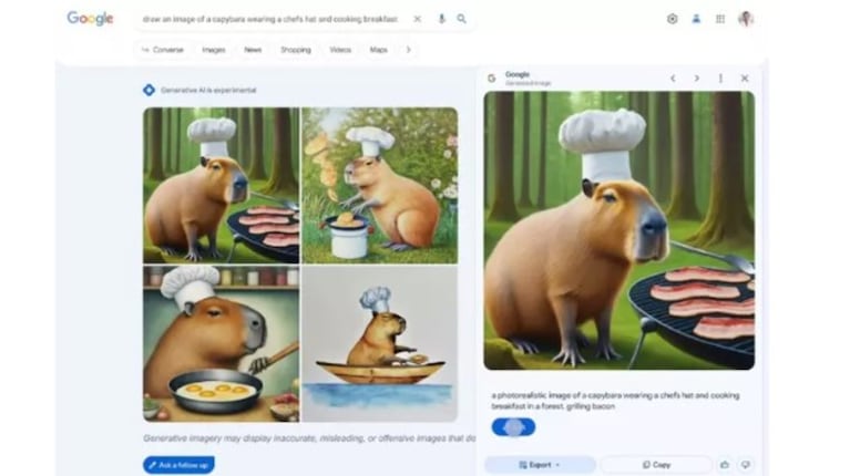 Google prueba a introducir imágenes generadas por IA y borradores de texto en los resultados de búsqueda