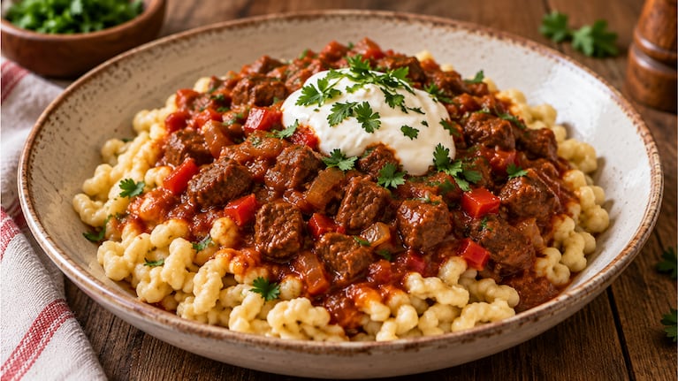 Goulash con spätzle. Foto: IA