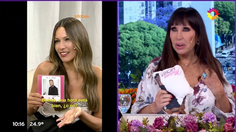 Graciela Alfano confesó en el programa de Pampita cuánto duraron en la cama con Marcelo Tinelli y la conductora reaccionó (Foto: captura de Infobae).