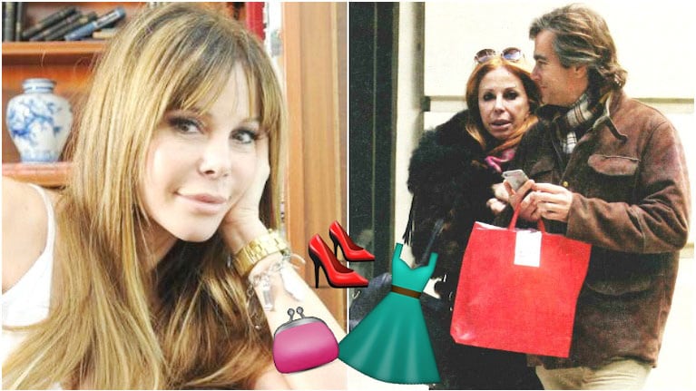 Graciela Alfano, de compras con su hijo Nicolás por la Avenida Alvear (Fotos: Web y revista Paparazzi)