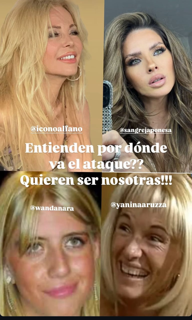 Graciela Alfano sorprendió con una imagen junto a Wanda Nara, la China Suárez y Yanina Latorre y lanzó una frase explosiva: “Quieren ser nosotras”.
