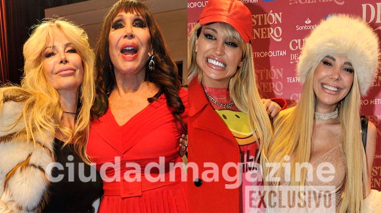 Graciela Alfano, Vicky y Estefi Xipolitakis en el estreno de Moria Casán en el teatro (Fotos: Movilpress).