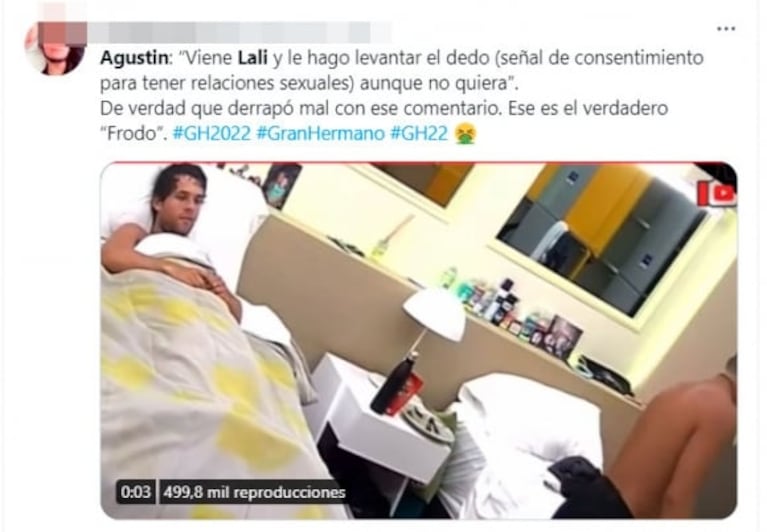 Gran Hermano 2022: Agustín hizo un repudiable comentario sobre Lali Espósito y lo destrozaron en las redes