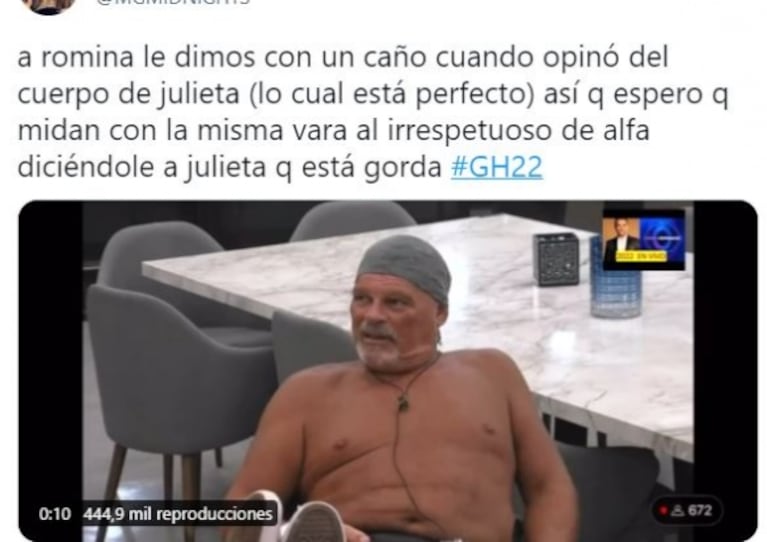 Gran Hermano 2022: Alfa le dijo a Julieta que está "más gorda" y lo destrozaron en las redes