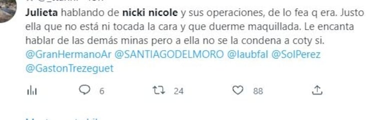 Gran Hermano 2022: Julieta fue fuertemente repudiada por sus desafortunados comentarios sobre Nicki Nicole