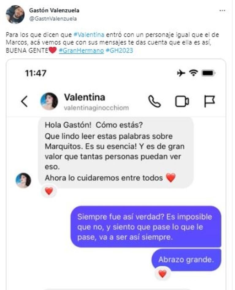 Gran Hermano 2022: se filtraron los mensajes de Valentina, la hermana de Marcos, antes de entrar a la casa