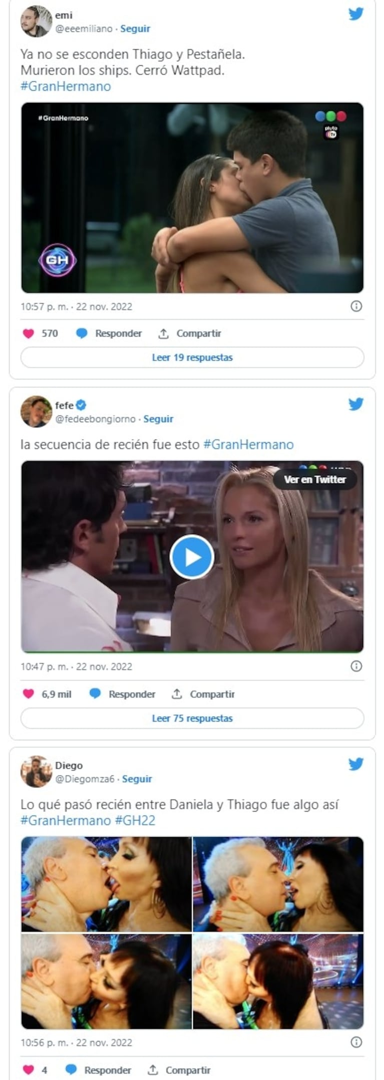 Gran Hermano 2022: Thiago y Daniela se besaron apasionadamente y estallaron los memes en las redes 