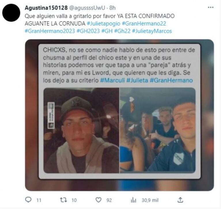 Gran Hermano 2022: tildan a Julieta Poggio de cornuda por las fotos virales de su novio con una mujer