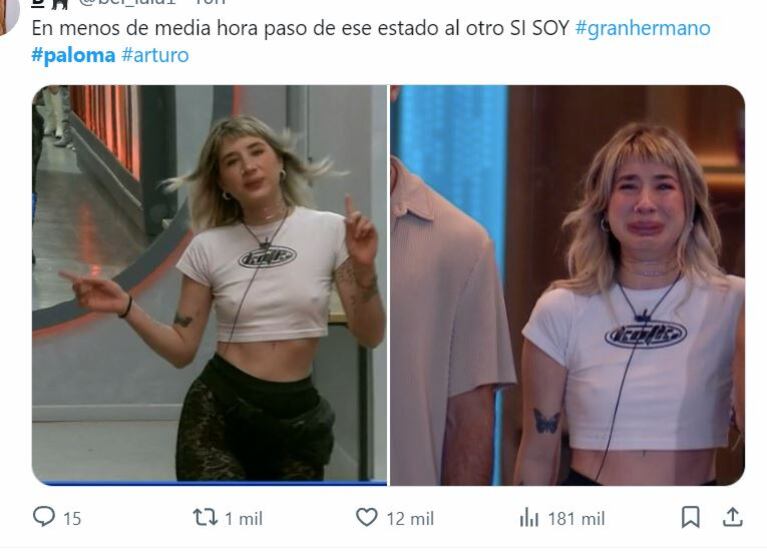 Gran Hermano 2023: la reacción de Paloma Méndez ante el ingreso de Arturo a la casa se convirtió en meme