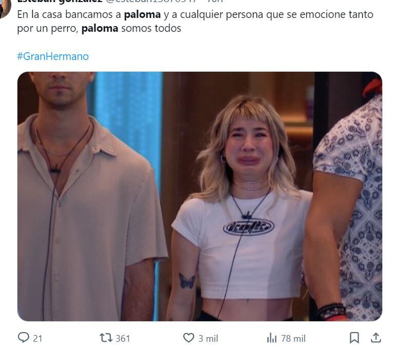 Gran Hermano 2023: la reacción de Paloma Méndez ante el ingreso de Arturo a la casa se convirtió en meme