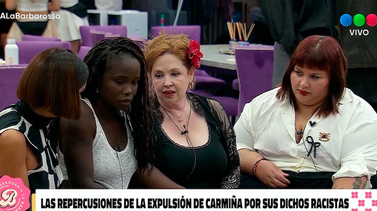 Gran Hermano: Andrea del Boca contuvo a Mavinga en pleno llanto tras la expulsión de Carmiña (captura de Telefe, A la Barbarossa)