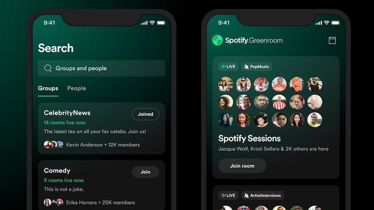 Greenroom de Spotify, una app independiente para unirse a conversaciones que no necesitan invitación. Foto:EP. 