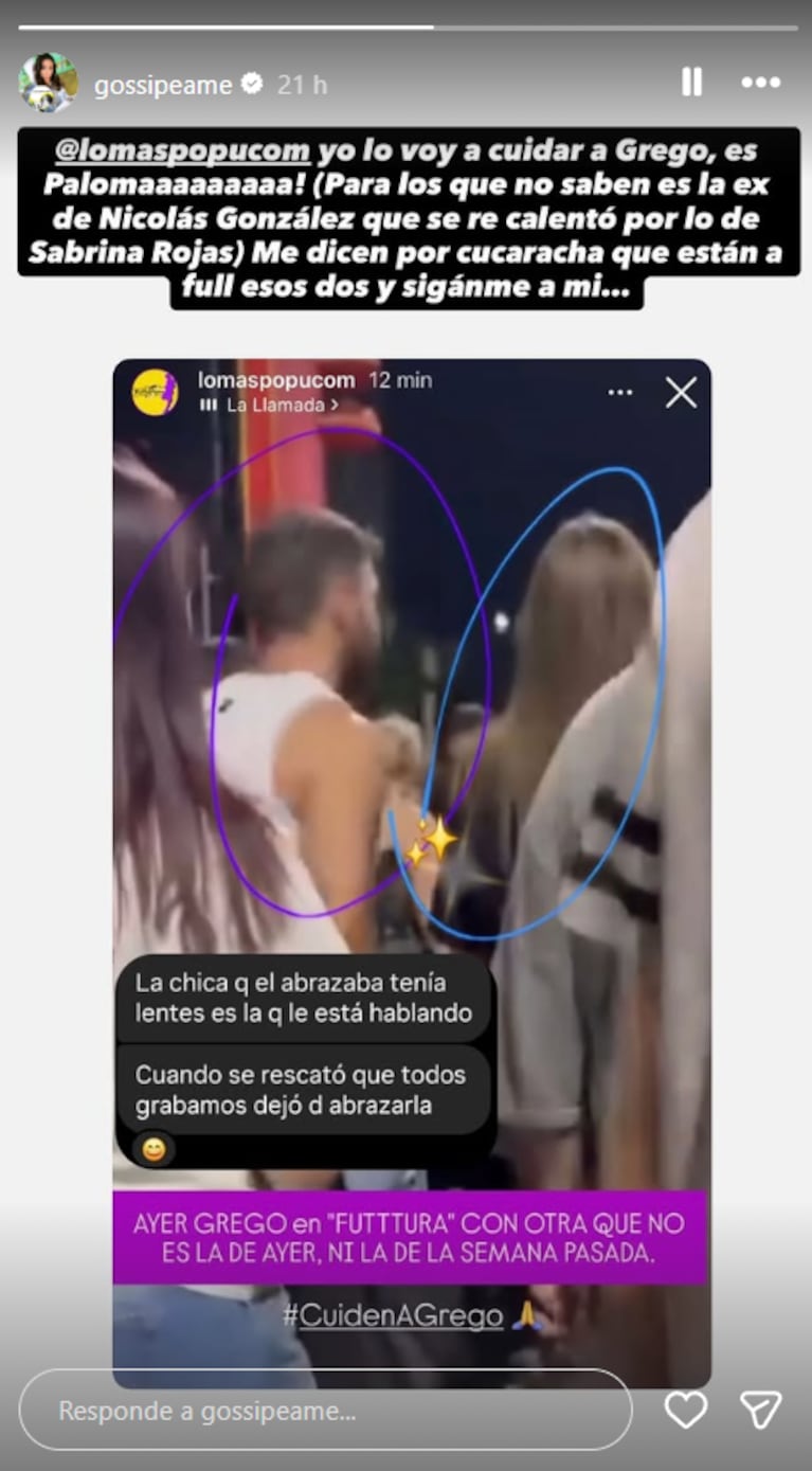 Grego Rosello fue visto con la expareja de Nico González en Futttura | Créditos: Instagram @gossipeame