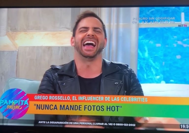 Grego Rossello negó enviar fotos hot, pero luego mostró una: "Cuando mentís en TV porque tu mamá está viendo"