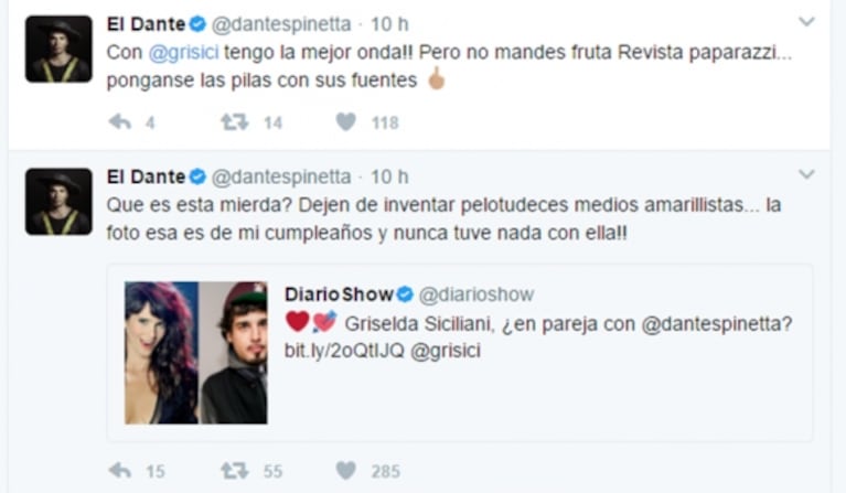 Griselda Siciliani y Dante Spinetta: complicidad, buena onda... ¿y algo más?