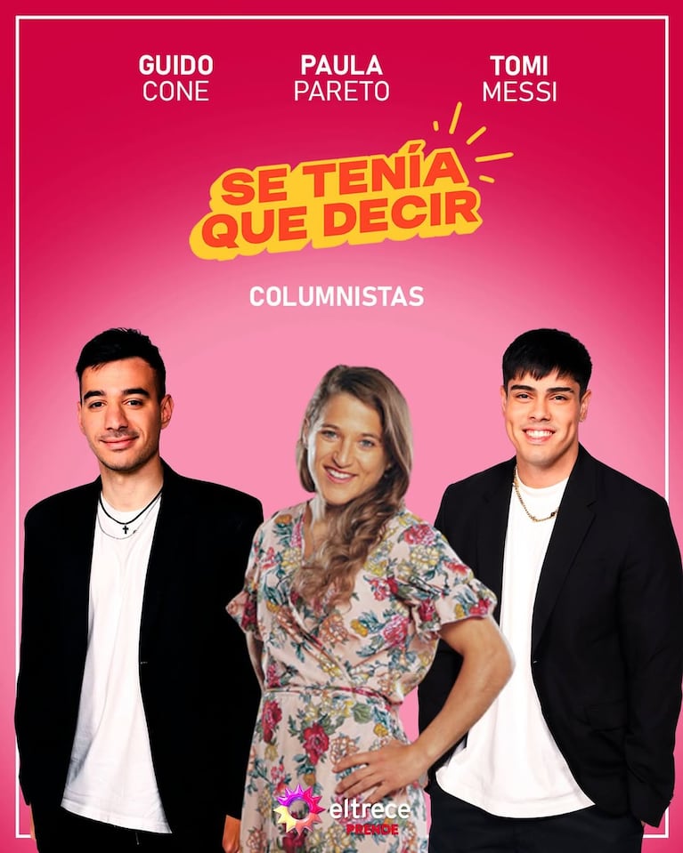 Guido Cone, Paula Pareto y Tomi Messi. (Foto: @eltreceprende)